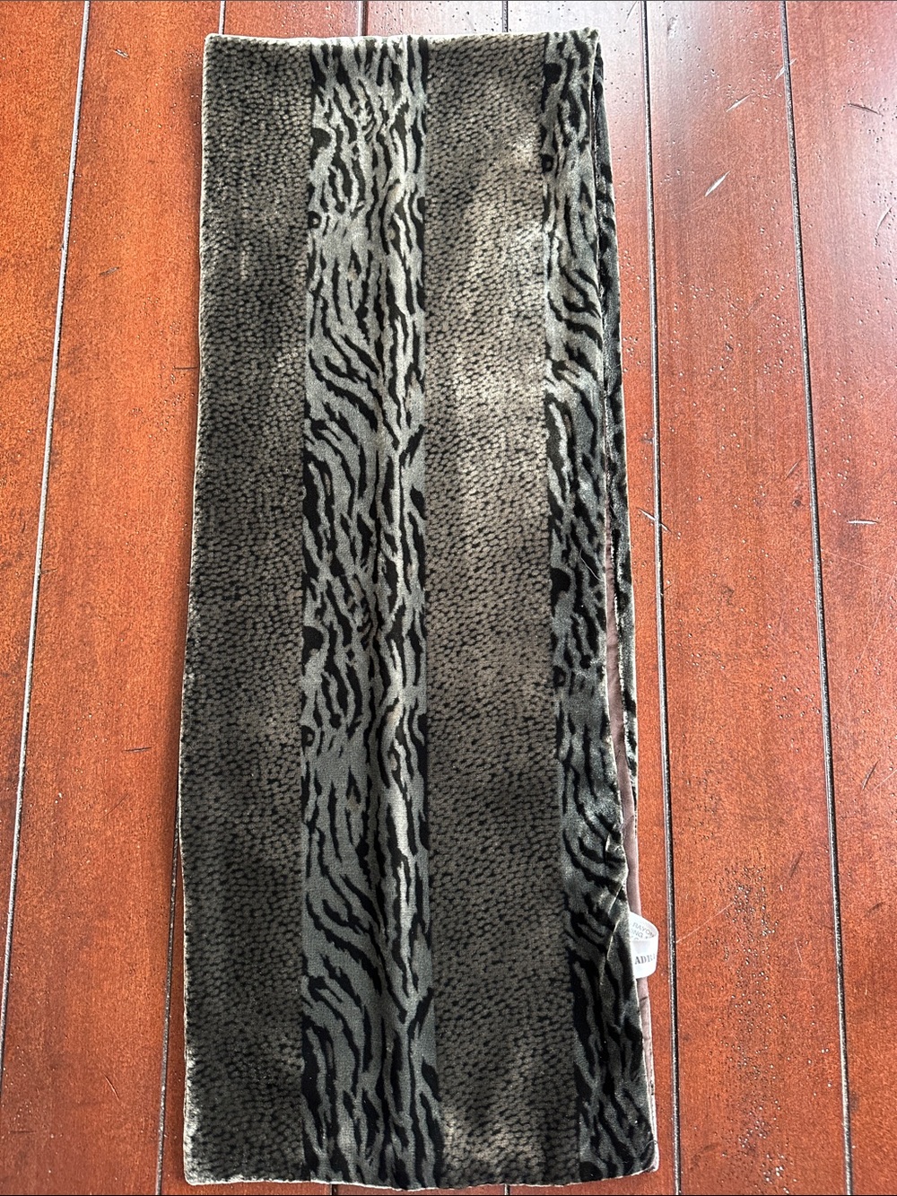 Adrienne Vittadini Olive and Black Faux Fur Animal-Print Scarf